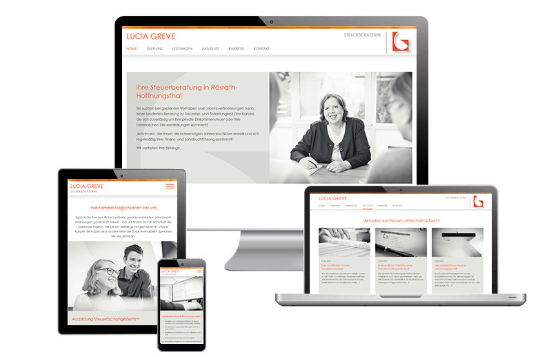 Screenshots der Website von Steuerberaterin Lucia Greve