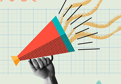 Illustration: Hand hält Megaphon