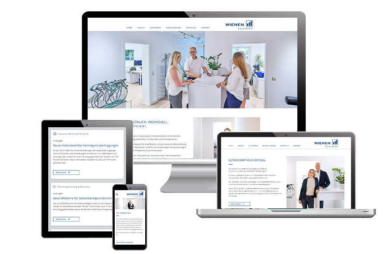 Screenshots der Website von WIENEN & PARTNER - Steuerberater