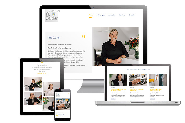 Screenshots der Website von Steuerberatung Anja Zeitler